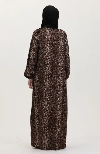 Robe De Prière Abaya En Viscose 6370-03 Marron 6370-03