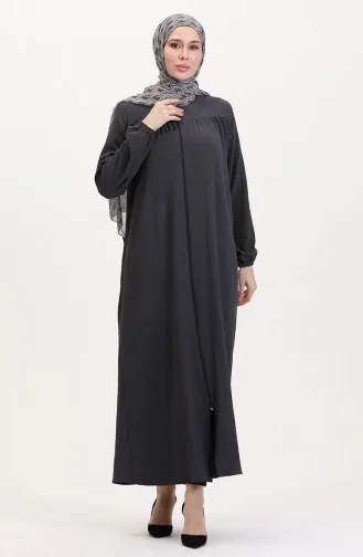 عباية بأكمام مرنة وسحاب 5055-05 مدخن 5055-05