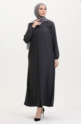 عباية بأكمام مرنة وسحاب 5055-05 مدخن 5055-05