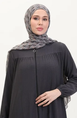 عباية بأكمام مرنة وسحاب 5055-05 مدخن 5055-05