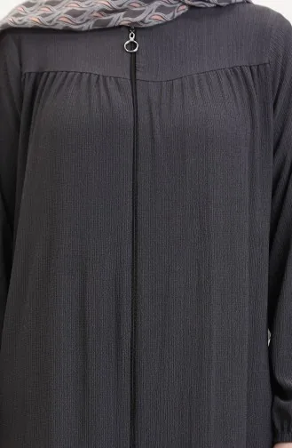 عباية بأكمام مرنة وسحاب 5055-05 مدخن 5055-05