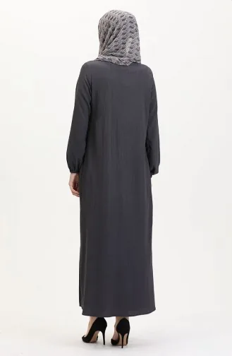 عباية بأكمام مرنة وسحاب 5055-05 مدخن 5055-05