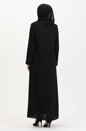 Abaya Brodée De Pierres Grande Taille 5077-01 Noir 5077-01