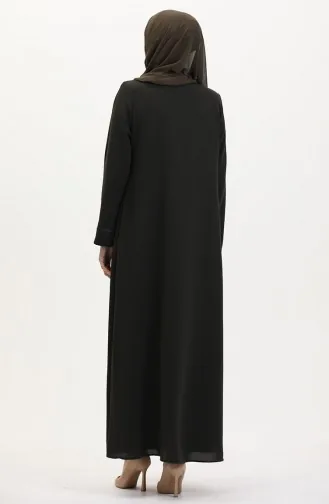 Abaya Brodée De Pierres Grande Taille 5077-03 Kaki 5077-03