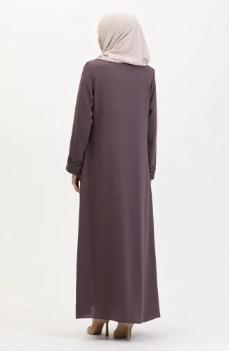 Abaya Brodée De Pierres Grande Taille 5077-06 Café Au Lait 5077-06