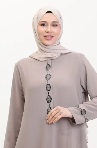 Abaya Brodée De Pierres Grande Taille 5077-07 Vison 5077-07