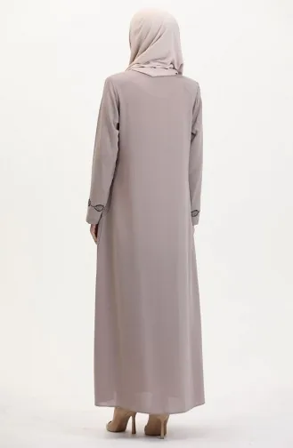 Abaya Brodée De Pierres Grande Taille 5077-07 Vison 5077-07