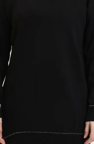 Çizgili Şeritli Triko Takım 3085-03 Siyah