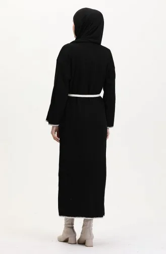 Robe En Tricot Brodée Et Détaillée 11040-05 Noir 11040-05