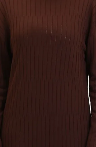 Geribbelde Gebreide Jurk 24207-05 Bruin 24207-05