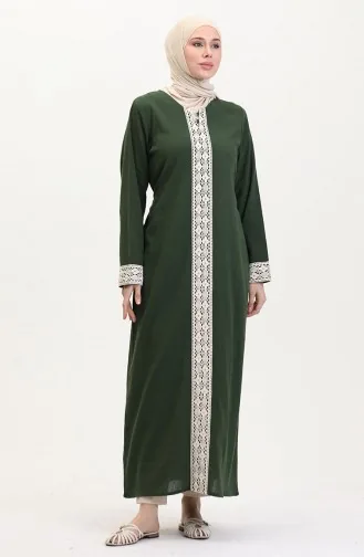 فستان شيلا القماشي 0061-05 كاكي أخضر 0061-05