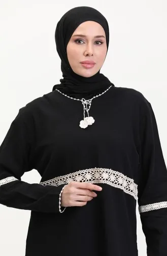 Şile Bezi Dantelli Tunik 0317-01 Siyah