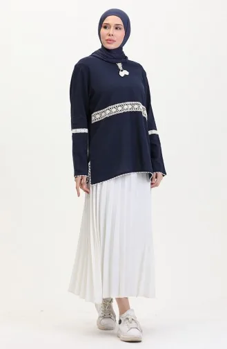 Shile Stoffen Kanten Tuniek 0317-02 Marineblauw 0317-02