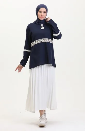 Shile Stoffen Kanten Tuniek 0317-02 Marineblauw 0317-02