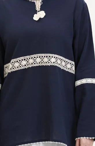 Shile Stoffen Kanten Tuniek 0317-02 Marineblauw 0317-02