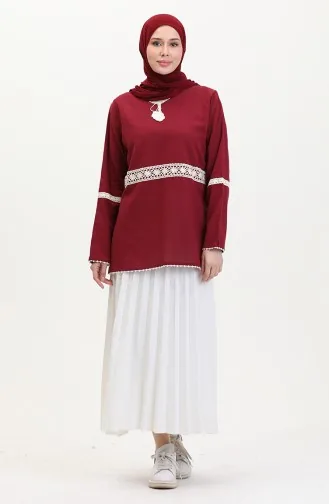 Şile Stoffen Kanten Tuniek 0317-04 Bordeauxrood 0317-04