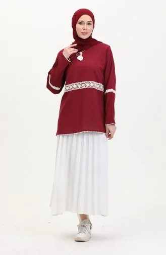 Şile Stoffen Kanten Tuniek 0317-04 Bordeauxrood 0317-04