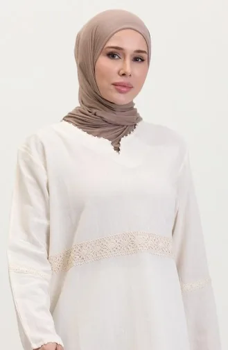 Tunique En Dentelle Et Tissu Şile 0317-05 Crème 0317-05