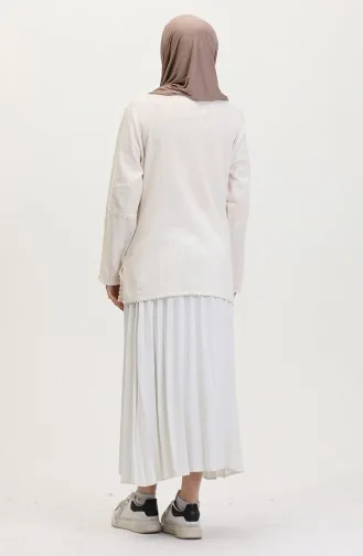 Tunique En Dentelle Et Tissu Şile 0317-05 Crème 0317-05