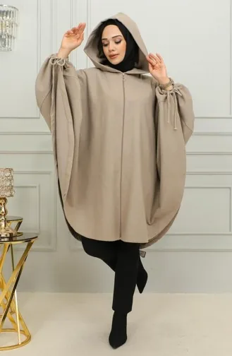 Poncho à Capuche En Cachemire 0505-12 Camel 0505-12