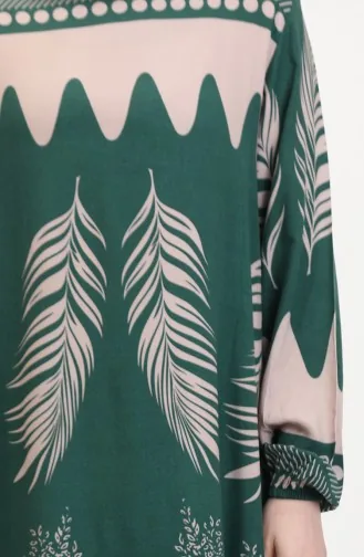 Patterned Viscose Dress 0005-02 Emerald Green 0005-02