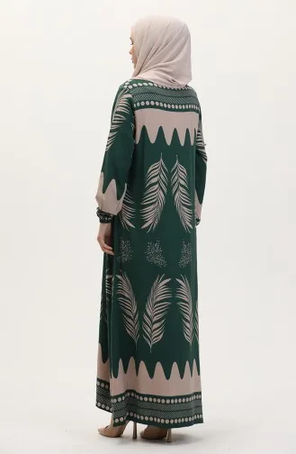 Patterned Viscose Dress 0005-02 Emerald Green 0005-02