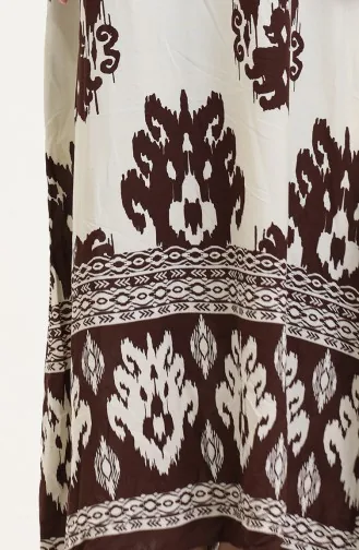 Patterned Viscose Dress 0006-01 Brown Beige 0006-01