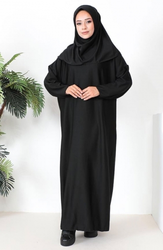 Büyük Beden Namaz Elbisesi 0100-01 Siyah