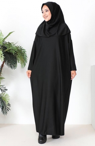 Büyük Beden Namaz Elbisesi 0100-01 Siyah