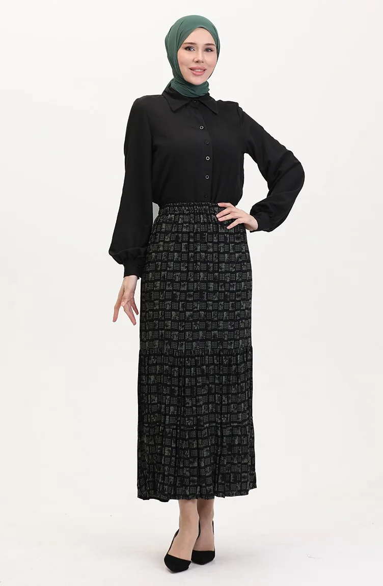 Spacious Layered Gypsy Plus Size Skirt 3165C-02 Khaki 3165C-02