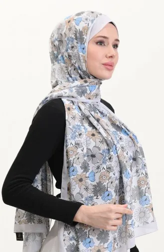 Patterned Soft Shawl 70263-01 Light Gray Indigo 70263-01