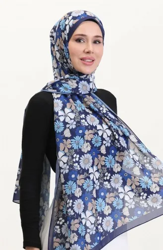 Gepatroonde Zachte Sjaal 70263-10 Marineblauw Saxe 70263-10