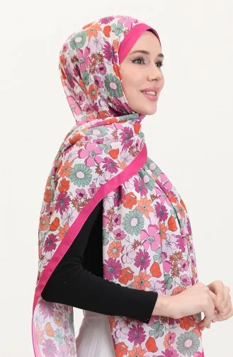 Desenli Soft Şal 70263-11 Fuşya Pembe