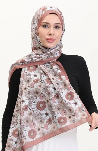 Desenli Soft Şal 70263-14 Kahverengi Beyaz