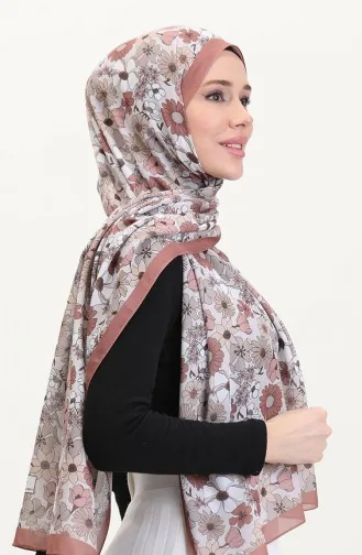 Desenli Soft Şal 70263-14 Kahverengi Beyaz