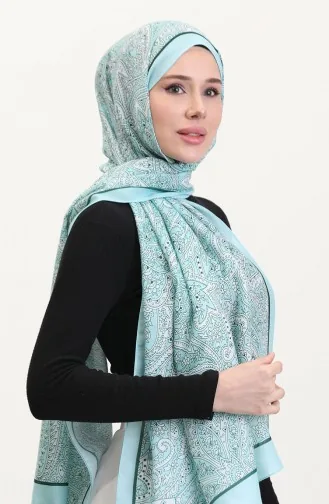 شال ناعم منقوش 70270-01 أخضر نعناعي 70270-01