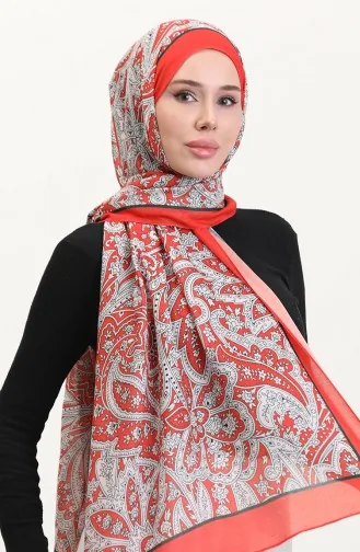 شال ناعم منقوش 70270-05 أحمر مرجاني 70270-05