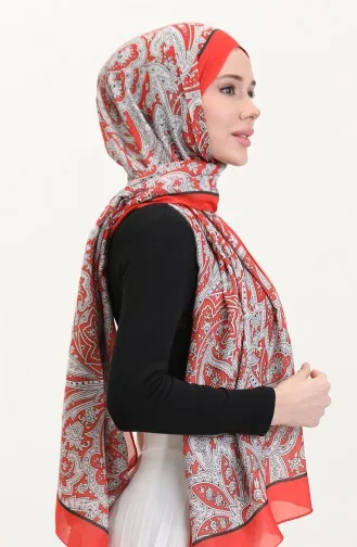 شال ناعم منقوش 70270-05 أحمر مرجاني 70270-05