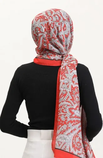 شال ناعم منقوش 70270-05 أحمر مرجاني 70270-05