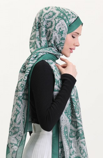 Desenli Soft Şal 70270-06 Zümrüt Yeşili