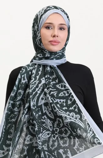 Desenli Soft Şal 70270-12 Gri Koyu Yeşil