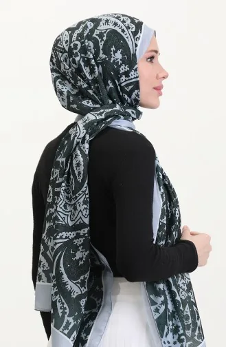 Desenli Soft Şal 70270-12 Gri Koyu Yeşil