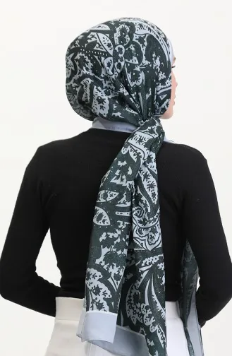 Desenli Soft Şal 70270-12 Gri Koyu Yeşil
