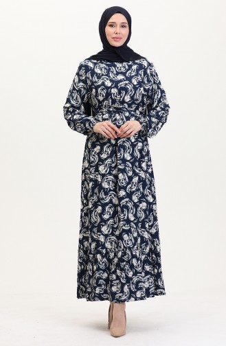 Navy Blue İslamitische Jurk 0013-05