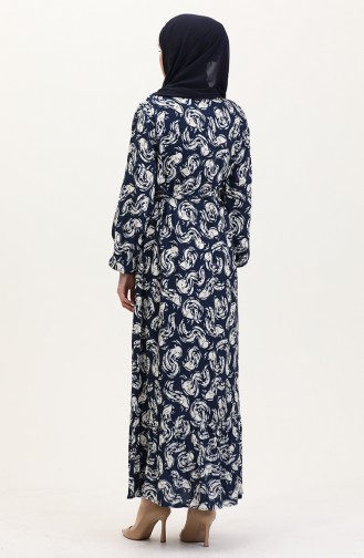 Navy Blue İslamitische Jurk 0013-05