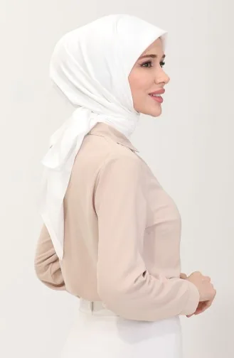 Düz Twill Eşarp 19096-01 Beyaz