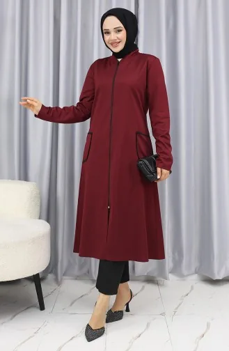 Cep Detaylı Fermuarlı Kap 1642-03 Bordo