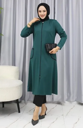 Zippered Coat With Pocket Detail 1642-04 Emerald Green 1642-04