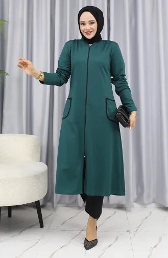 Zippered Coat With Pocket Detail 1642-04 Emerald Green 1642-04