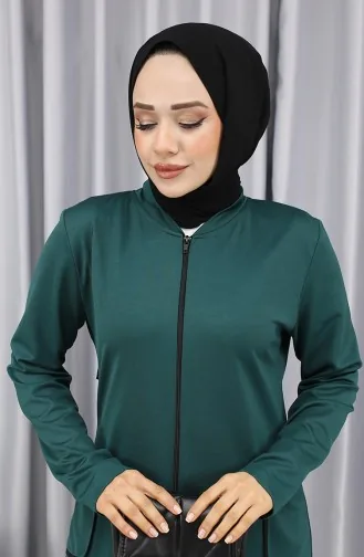 Zippered Coat With Pocket Detail 1642-04 Emerald Green 1642-04